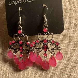 Pink and silver chandelier teardrops beads